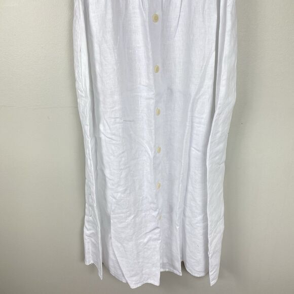 Madewell Cassie Button-Front Midi Dress Small Linen eyelet sleeves white NWT - Picture 4 of 11